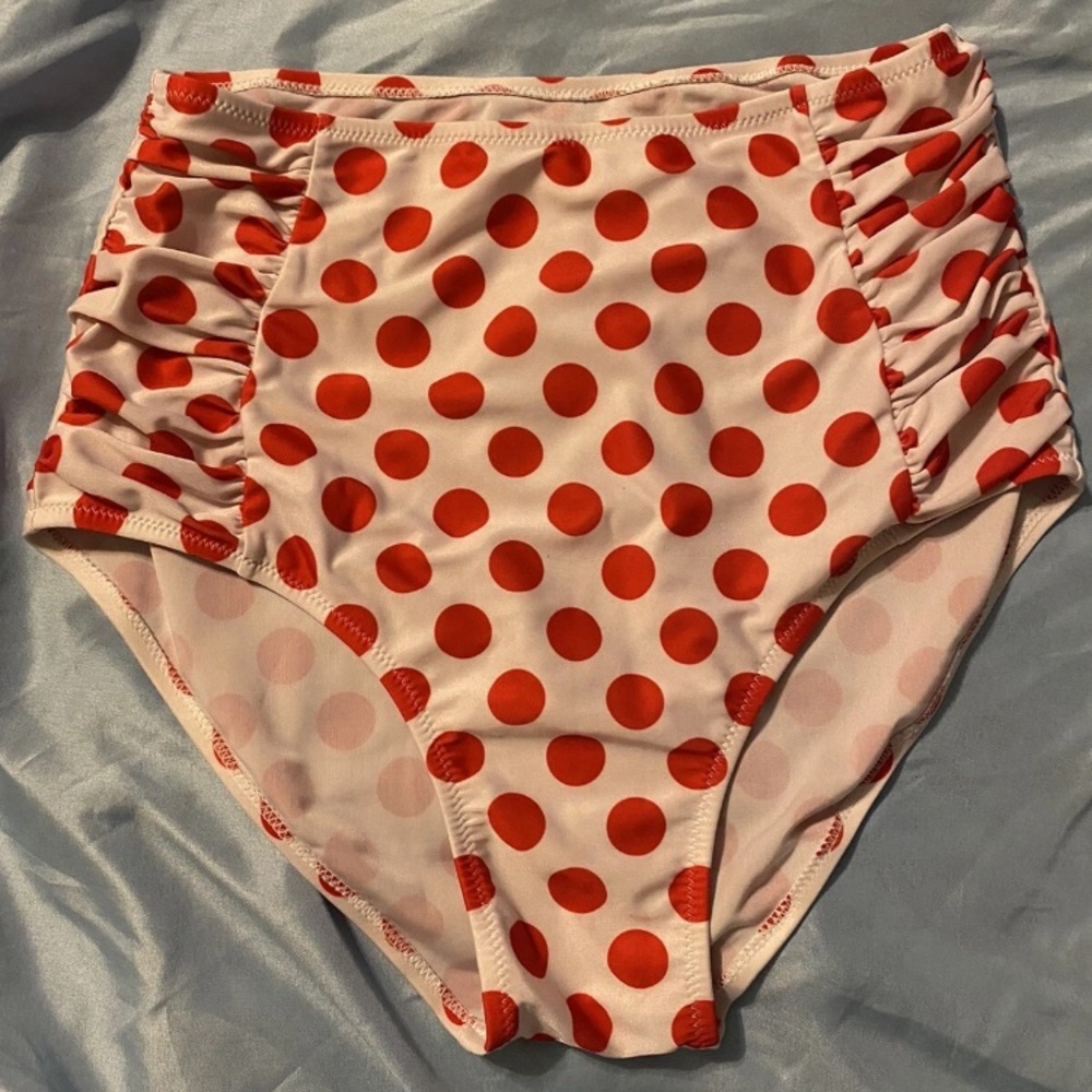 Polka dot high waisted bathing suit bottom XL